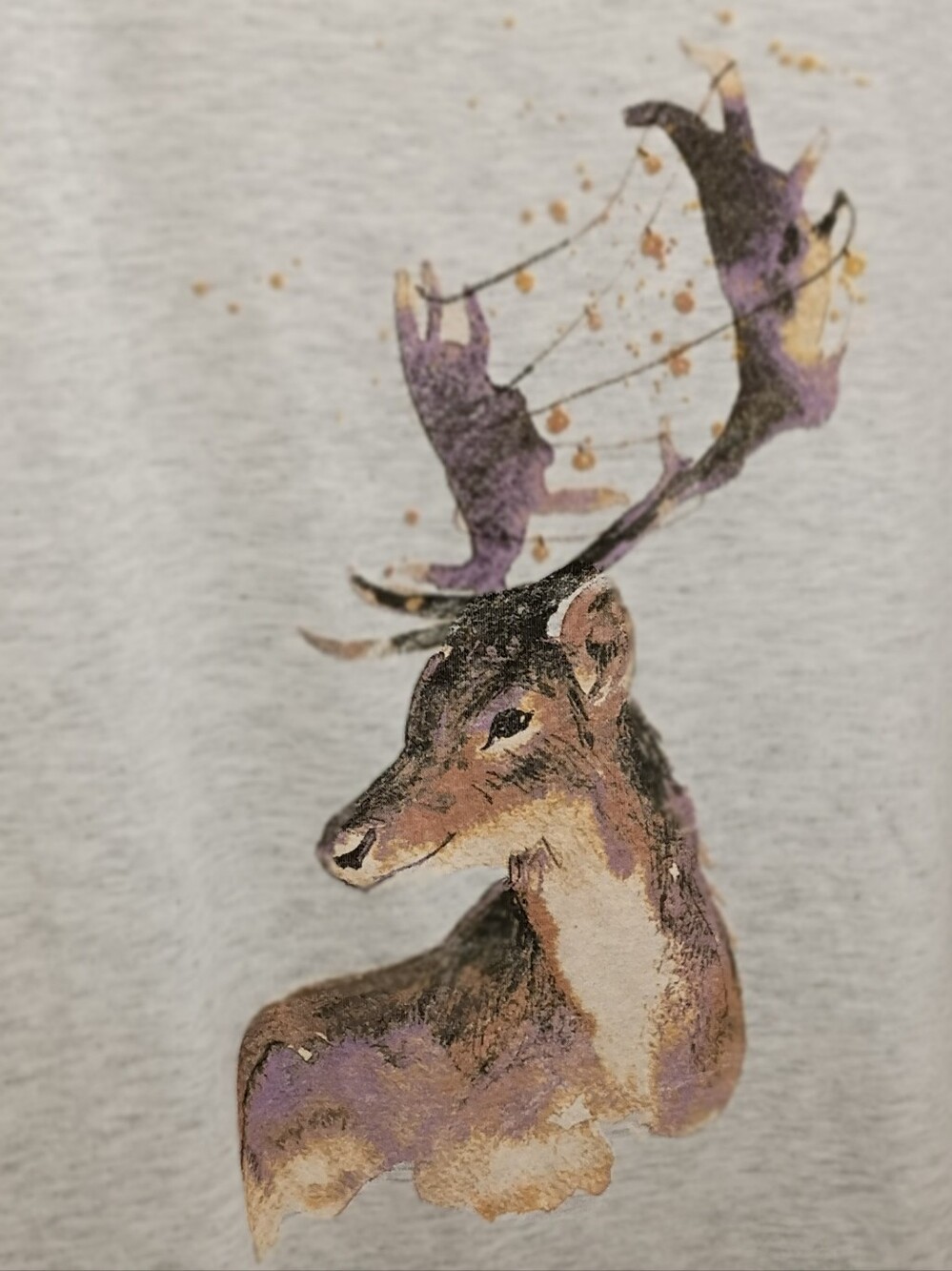 NWOT Maurices Grey Heathered Watercolor Deer Graphic Short Sleeve Shirt- Plus 2X
